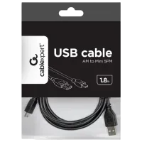 Кабель данных Cablexpert USB Type-A + mini USB 1.8 м / Черный photo 2