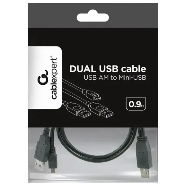 Кабель данных Cablexpert USB Type-A + mini USB 0.9 м / Черный photo 4