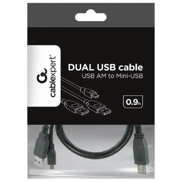 Кабель данных Cablexpert USB Type-A + mini USB 0.9 м / Черный photo 4