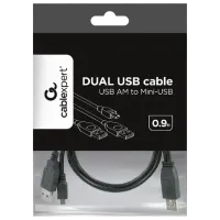Кабель данных Cablexpert USB Type-A + mini USB 0.9 м / Черный photo 4