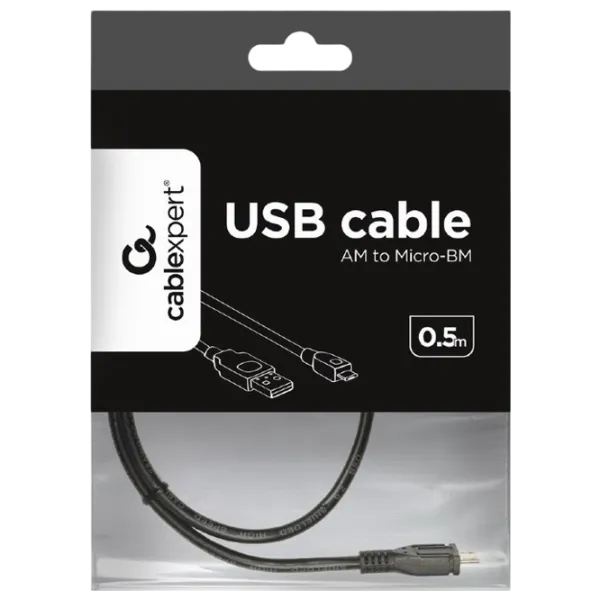 Cablu de date Gembird USB Type-A + microUSB 0.5 m / Black photo 3 Cablu de date Gembird USB Type-A + microUSB 0.5 m / Black photo 3