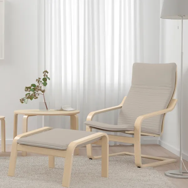 Кресло Ikea Poang/Knisa Серый Бежевый photo 2 Кресло Ikea Poang/Knisa Серый Бежевый photo 2