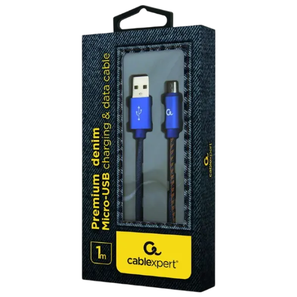 Cablu de date Cablexpert microUSB + USB Type-A 1 m / Blue photo 2