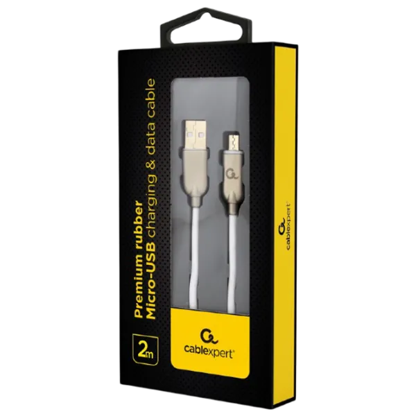 Cablu de date Cablexpert microUSB + USB Type-A 2 m / White photo 2