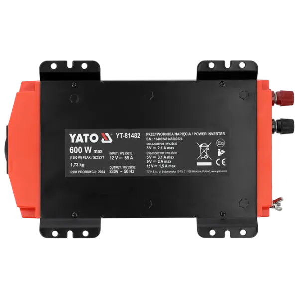 Автомобильный инвертор Yato YT81482 Черный photo 3