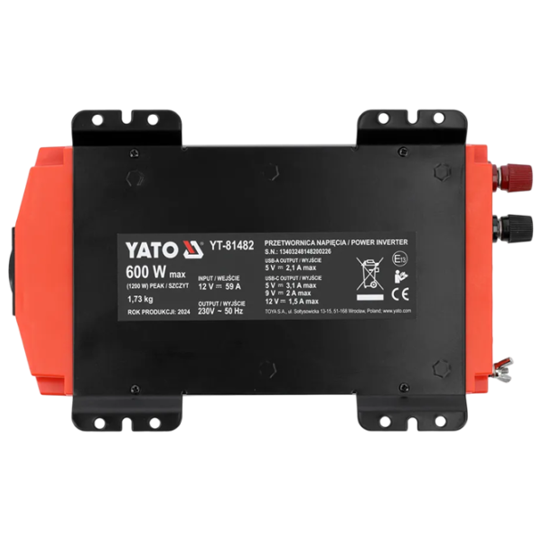 Автомобильный инвертор Yato YT81482 Черный photo 3
