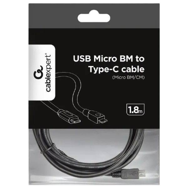 Кабель для телефона CCP-USB2-mBMCM-6 Cablexpert USB Type-C + microUSB 1.8 м / Черный photo 4