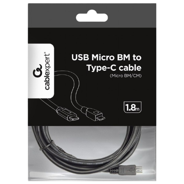 Кабель для телефона CCP-USB2-mBMCM-6 Cablexpert USB Type-C + microUSB 1.8 м / Черный photo 4