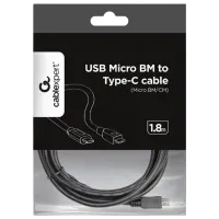 Cablu pentru telefon CCP-USB2-mBMCM-6 Cablexpert USB Type-C + microUSB 1.8 m / Black photo 4