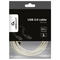 Кабель данных Cablexpert USB Type-C + USB Type-A 3 м / Белый photo 3