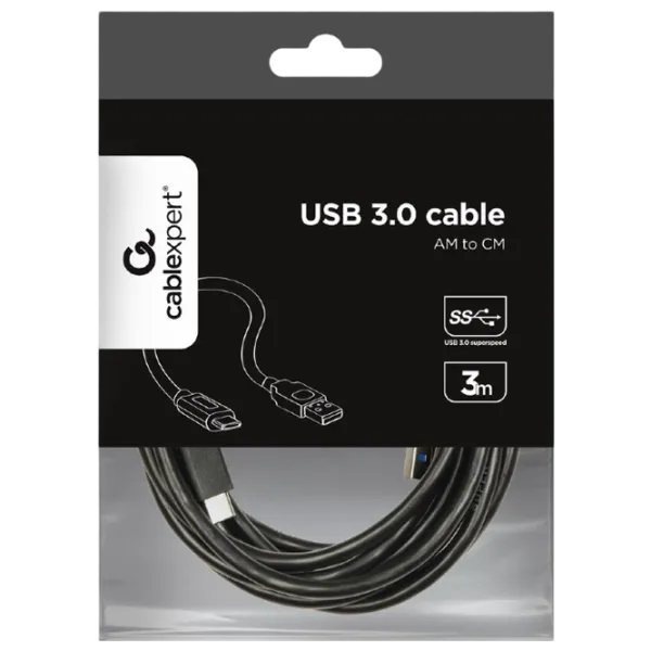 Cablu de date Cablexpert USB Type-C + USB Type-A 3 m / Black photo 4