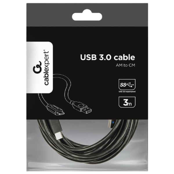Cablu de date Cablexpert USB Type-C + USB Type-A 3 m / Black photo 4