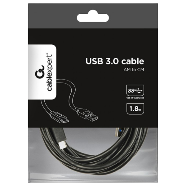 Cablu de date Cablexpert USB Type-C + USB Type-A 1.8 m / Black photo 4