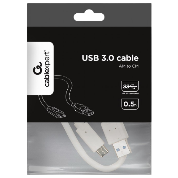 Кабель данных Cablexpert USB Type-C + USB Type-A 0.5 м / Белый photo 2 Кабель данных Cablexpert USB Type-C + USB Type-A 0.5 м / Белый photo 2