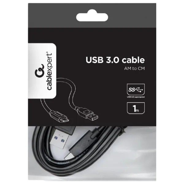 Cablu de date Cablexpert USB Type-C + USB Type-A 1 m / Black photo 4