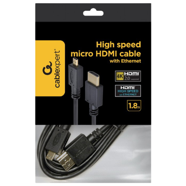 Cablu video Cablexpert HDMI + Micro HDMI 1.8 m / Black photo 4 Cablu video Cablexpert HDMI + Micro HDMI 1.8 m / Black photo 4