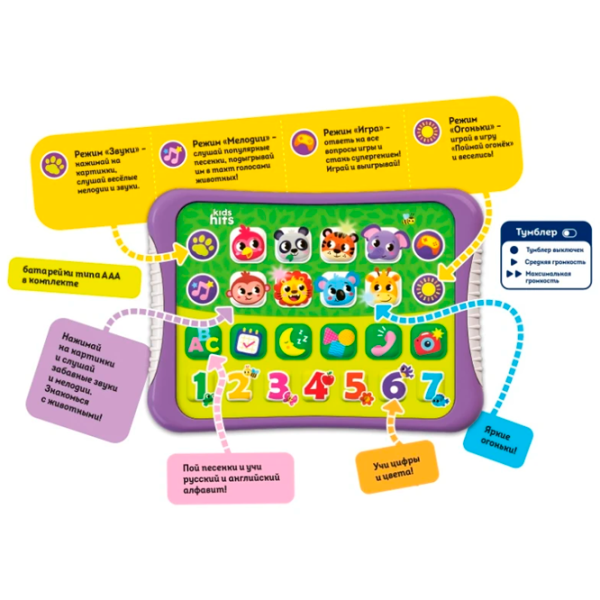 Jucărie interactivă Kids Hits Tabletă Prieteni fericiți KH01/010 3+ / Multicolor Violet photo 2 Jucărie interactivă Kids Hits Tabletă Prieteni fericiți KH01/010 3+ / Multicolor Violet photo 2