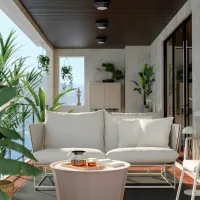 Садовый стул Ikea Havsten Металл / Полиэстер / Бежевый Beige photo 2