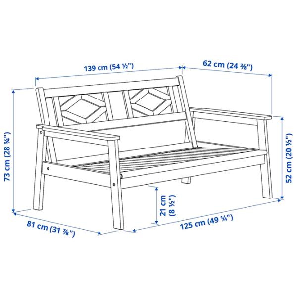 Scaun de grădină Ikea Bondholmen/Froson/Duvholmen  Masiv / Poliester / Gray White photo 6