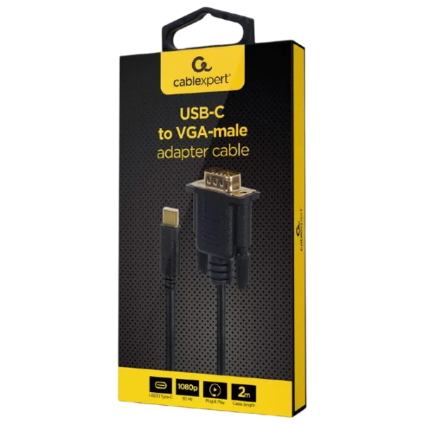 Кабель видео Cablexpert USB Type-C + VGA 2 м / Черный photo 2 Кабель видео Cablexpert USB Type-C + VGA 2 м / Черный photo 2