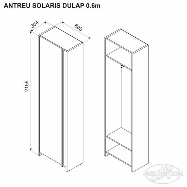Dulap pentru antreu Ambianta Solaris PAL melaminat / Graphite photo 2 Dulap pentru antreu Ambianta Solaris PAL melaminat / Graphite photo 2