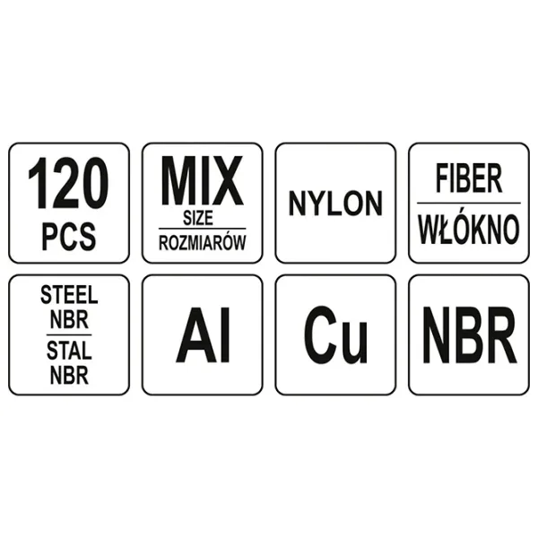 Set de șaibe Yato YT-068641 Cupru / Cantitatea în set - 120 photo 4