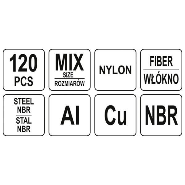 Set de șaibe Yato YT-068641 Cupru / Cantitatea în set - 120 photo 4