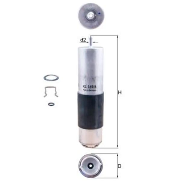 Топливный фильтр Mahle KL 169/6D 54 мм photo 4 Топливный фильтр Mahle KL 169/6D 54 мм photo 4
