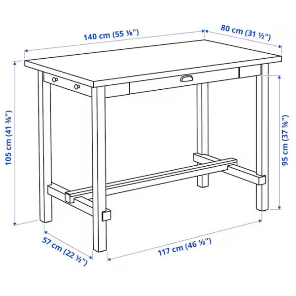 Masă de bucătărie fixă Ikea Nordviken MDF/ White photo 6