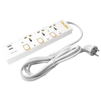 Prelungitor Tolsen 3P+USB 3 m White