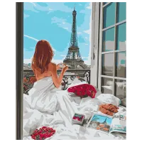 Pictură pe numere BrushMe Dimineața în Paris BS51628 50 x 40 cm / Verticală