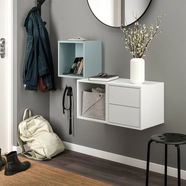 Полки Ikea Eket ДСП / Белый - Светло-серо-голубой photo 3
