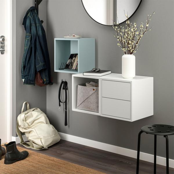 Полки Ikea Eket ДСП / Белый - Светло-серо-голубой photo 3