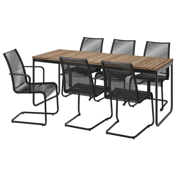 Set mobilă terasă Ikea Vasman Metal / Lemn / Polipropilenă / Light Brown photo 1
