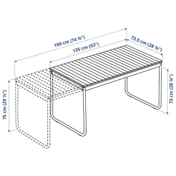 Set mobilă terasă Ikea Vasman Metal / Lemn / Polipropilenă / Light Brown photo 4