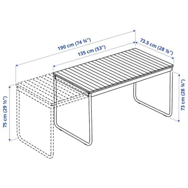 Set mobilă terasă Ikea Vasman Metal / Lemn / Polipropilenă / Light Brown photo 4