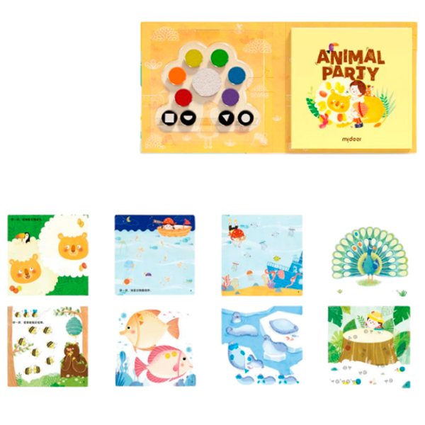 Set de creație Mideer Creative Finger Paint Kit Animal Party CT1505 1+ / Multicolor Orange photo 4