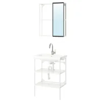 Seturi mobilă de baie Ikea Enhet/Tvallen/Glypen Oțel / White