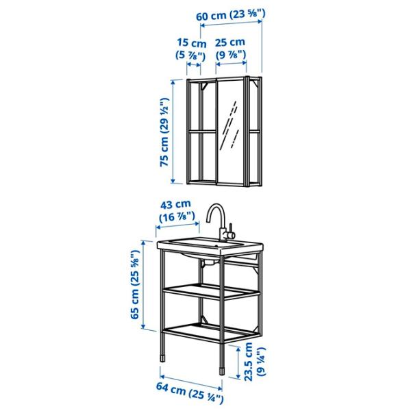Наборы мебели для ванной комнаты Ikea Enhet/Tvallen/Glypen Сталь / White photo 8 Наборы мебели для ванной комнаты Ikea Enhet/Tvallen/Glypen Сталь / White photo 8