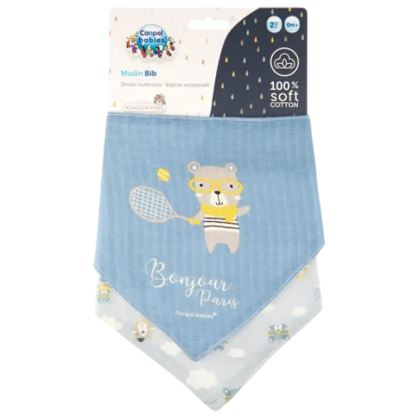 Слюнявчик Canpol 26/900 Классическая / Муслин / Синий photo 1