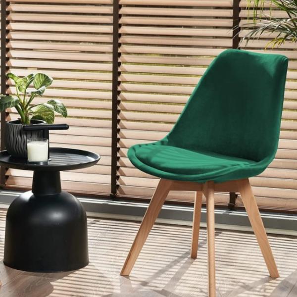 Scaun de bucătărie Jumi Bari Catifea/ Green Wood photo 8