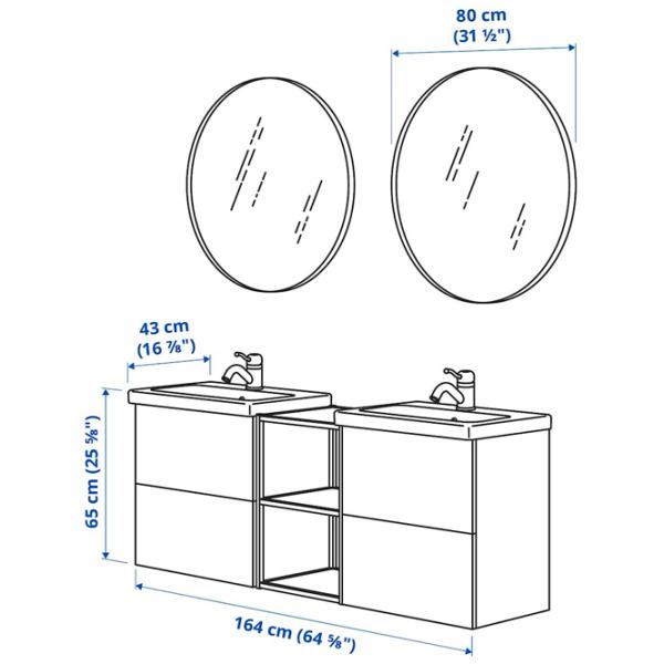 Наборы мебели для ванной комнаты Ikea Enhet/Tvallen/Pilkan ЛДСП / Серый photo 10 Наборы мебели для ванной комнаты Ikea Enhet/Tvallen/Pilkan ЛДСП / Серый photo 10