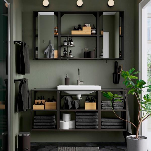 Наборы мебели для ванной комнаты Ikea Enhet/Tvallen/Glypen Сталь / Antracit photo 2 Наборы мебели для ванной комнаты Ikea Enhet/Tvallen/Glypen Сталь / Antracit photo 2