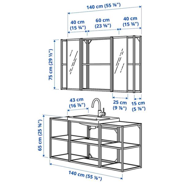 Наборы мебели для ванной комнаты Ikea Enhet/Tvallen/Glypen Сталь / Antracit photo 12 Наборы мебели для ванной комнаты Ikea Enhet/Tvallen/Glypen Сталь / Antracit photo 12