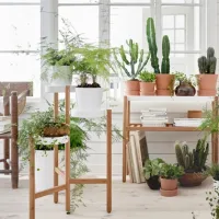 Цветочная полка Ikea Satsumas Белый / Дерево photo 2