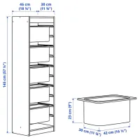 Стеллаж с контейнерами Ikea Trofast 5 145 x 46 x 30см cm / ЛДСП / White photo 3