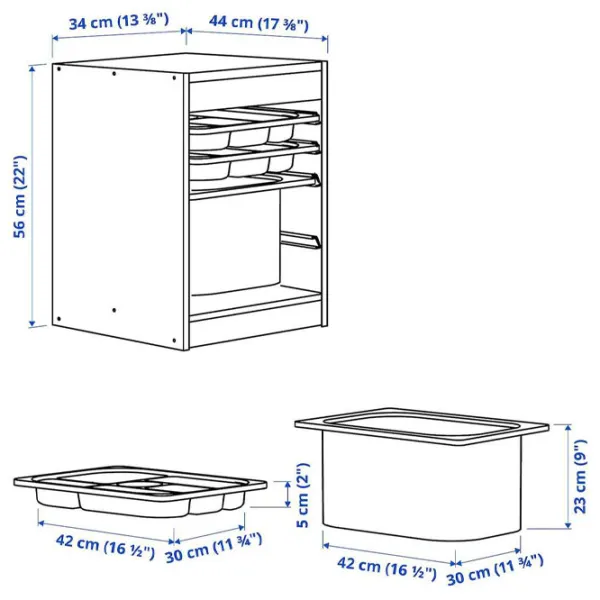 Etajeră cu containere Ikea Trofast 4 56 x 34 x 44 cm / Masiv / White photo 5