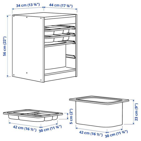 Etajeră cu containere Ikea Trofast 4 56 x 34 x 44 cm / Masiv / White photo 5