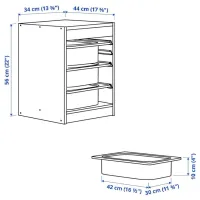 Стеллаж Ikea Trofast 3 56 x 34 x 44см cm / ЛДСП / White photo 2