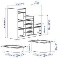 Стеллаж с контейнерами Ikea Trofast 8 91 x 94 x 44см cm / Массивная сосна / Дуб cонома photo 2
